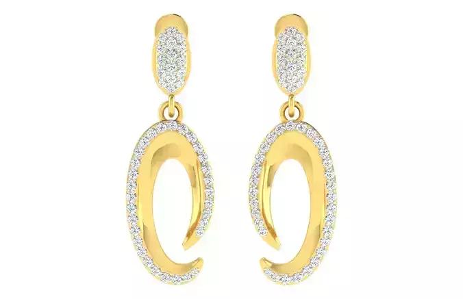 Solitaire Women Drop Earring 3dm STL ONJ FBX Render Details