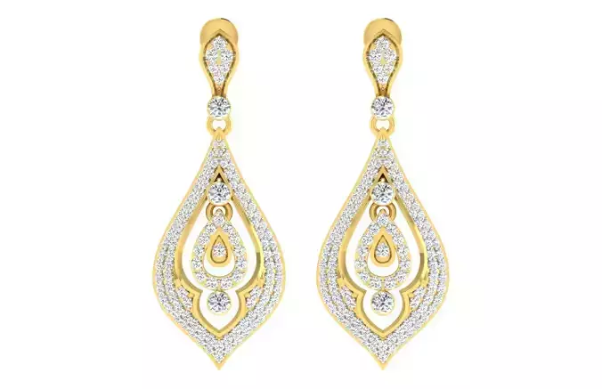 Solitaire Women Drop Earring 3dm STL ONJ FBX Render Details