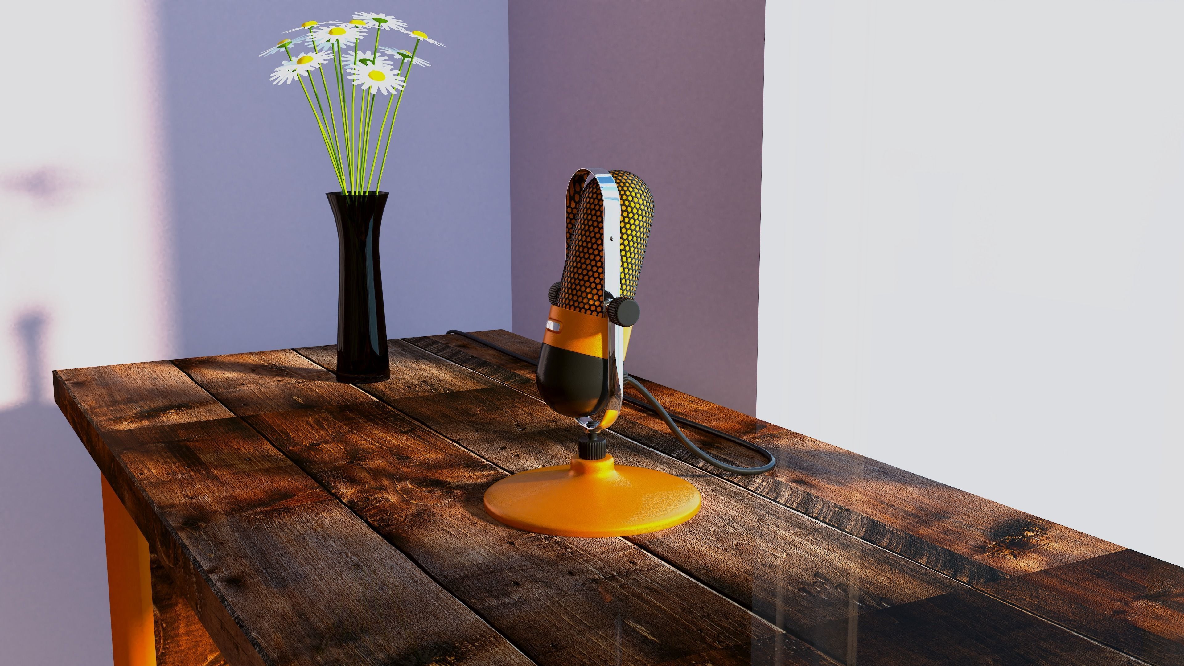OLD MICROPHONE ON TABLE 3D model_3