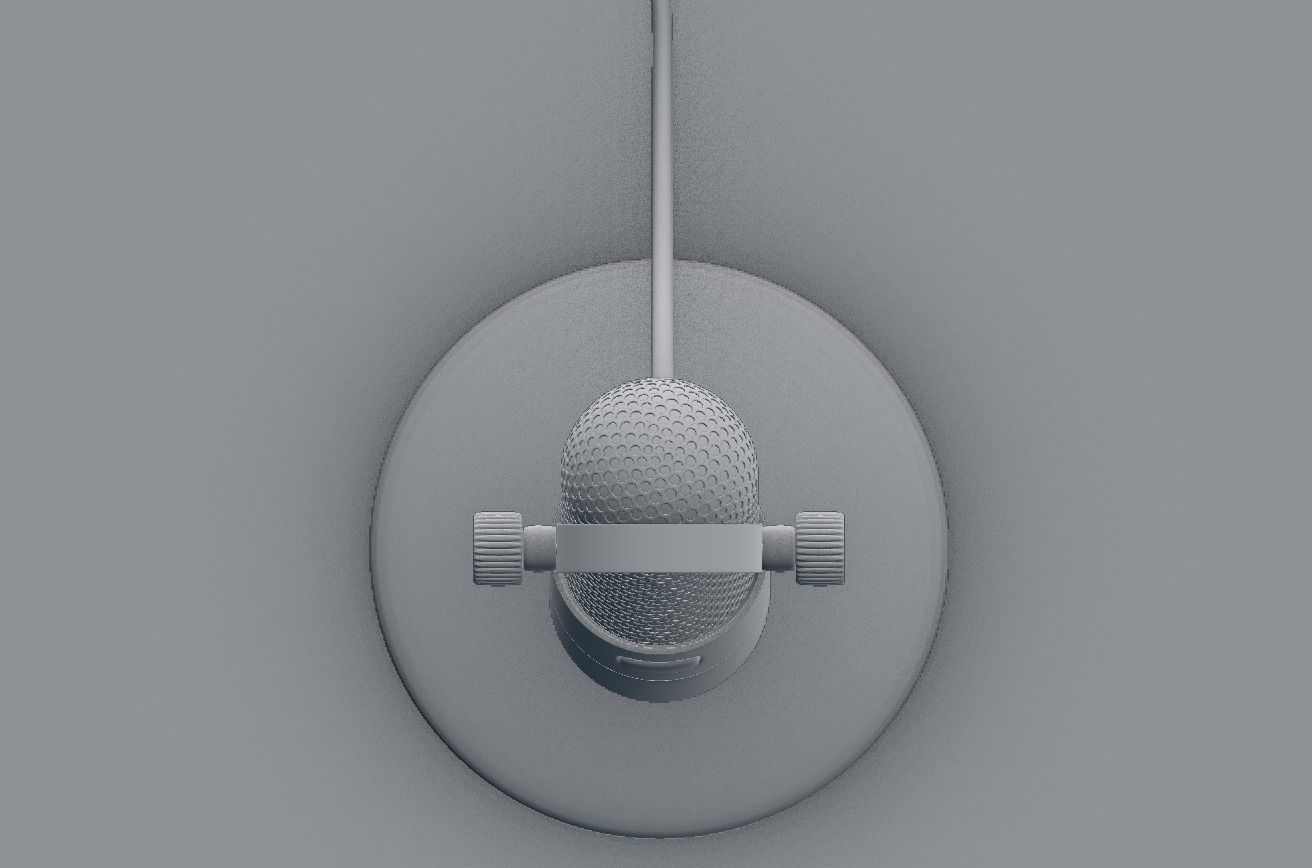 OLD MICROPHONE ON TABLE 3D model_9
