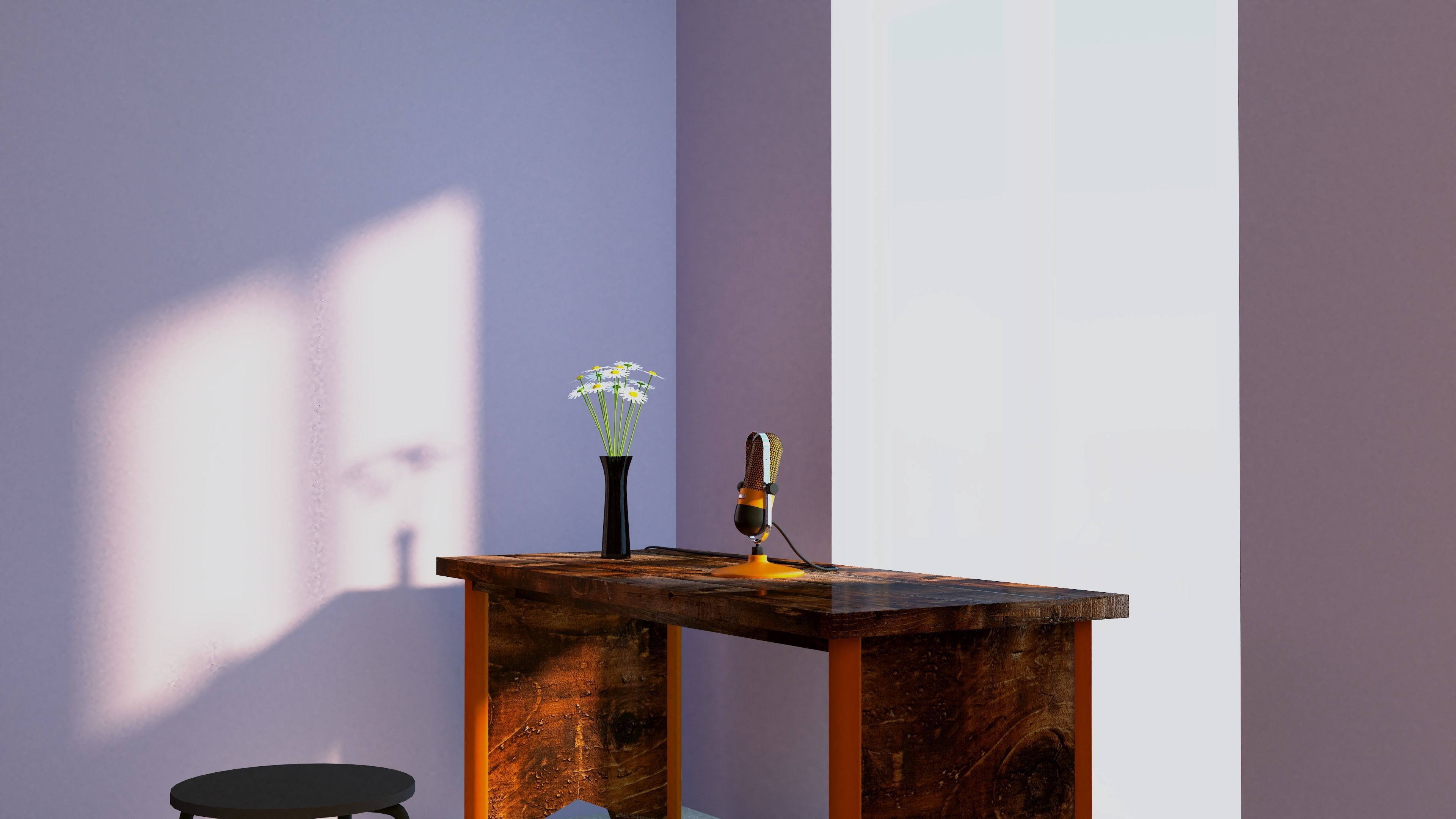 OLD MICROPHONE ON TABLE 3D model_4