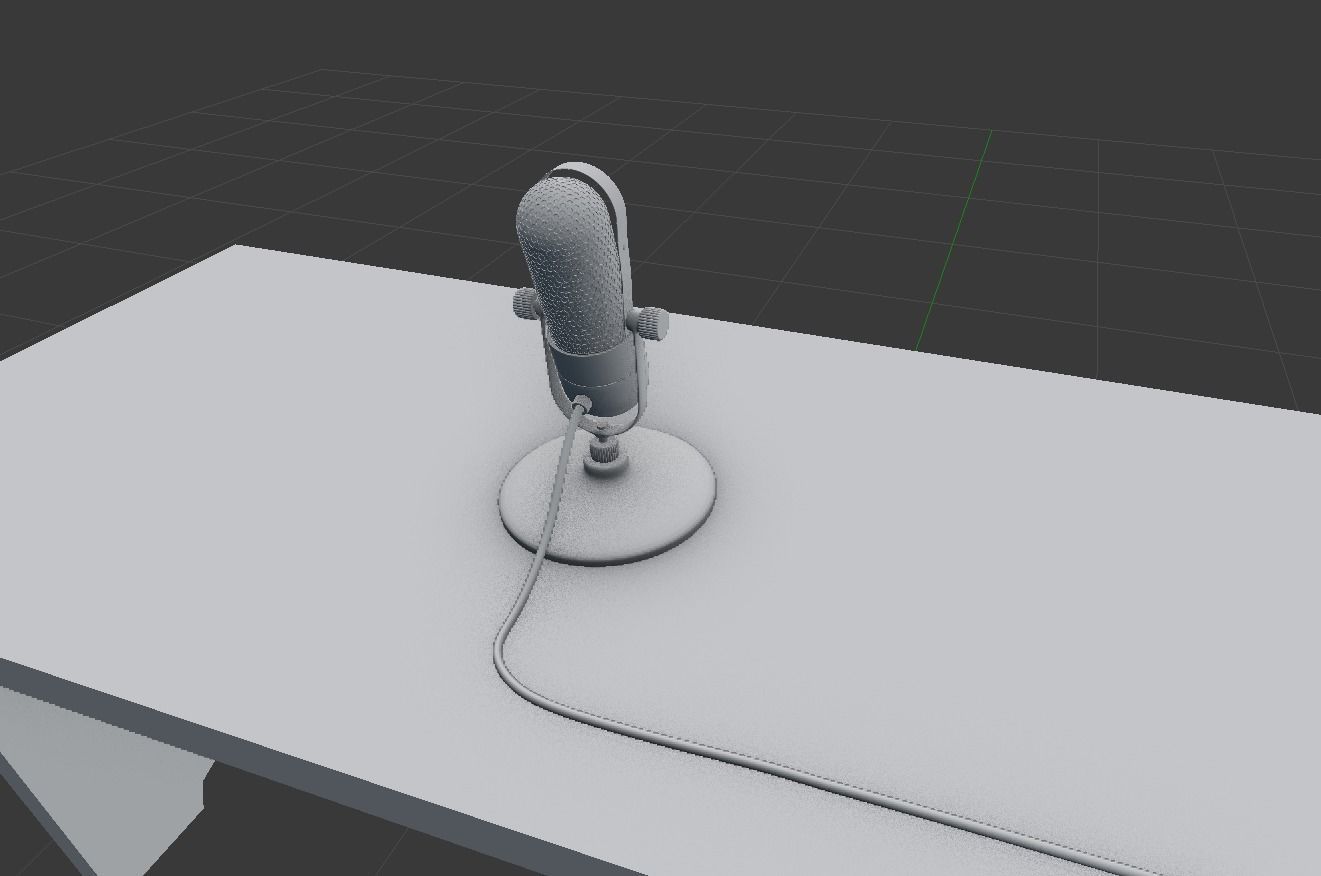 OLD MICROPHONE ON TABLE 3D model_8