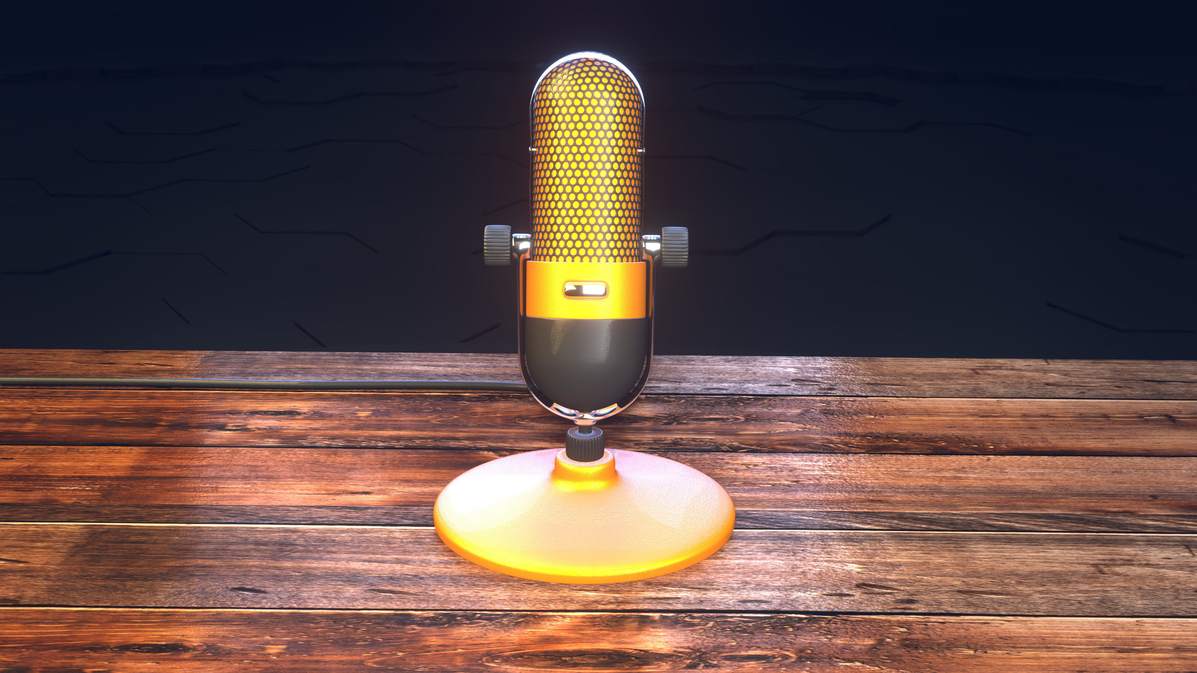 OLD MICROPHONE ON TABLE 3D model_2