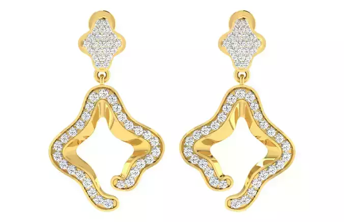 Solitaire Women Drop Earring 3dm STL ONJ FBX Render Details
