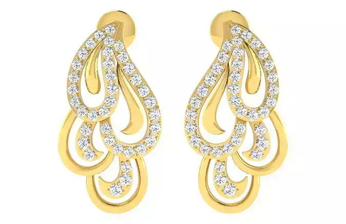 Solitaire Women Drop Earring 3dm STL ONJ FBX Render Details