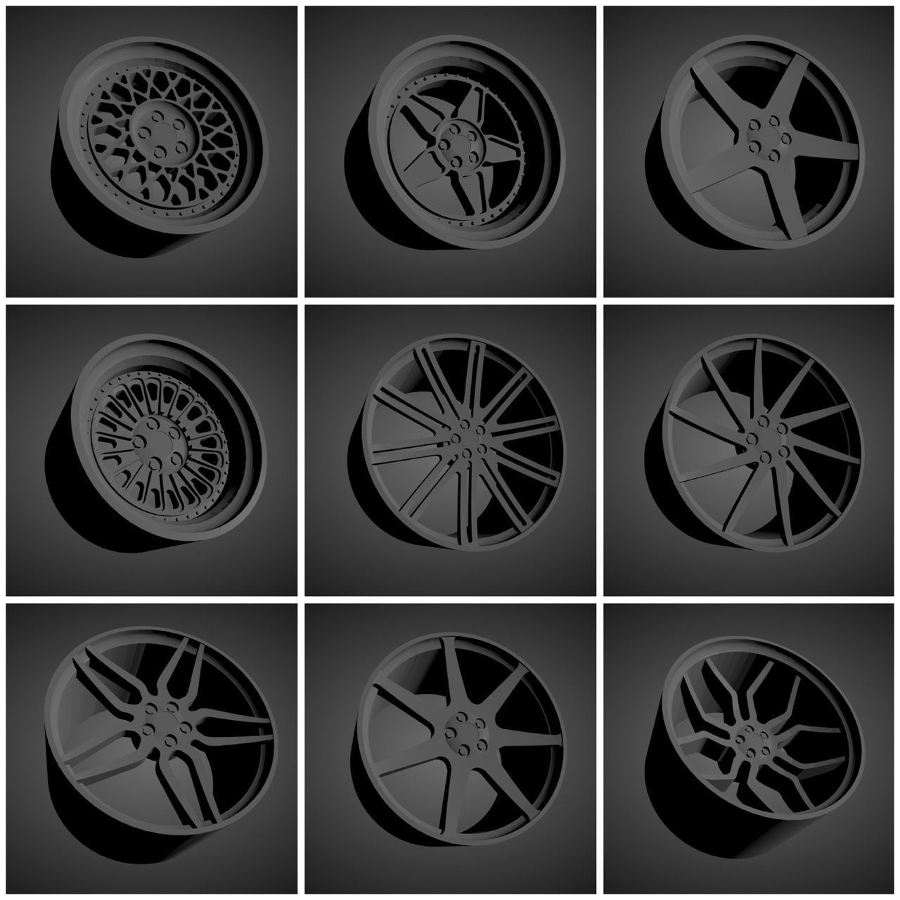 More than 350 Classic scalable and printable rims  3D Model Collection_3