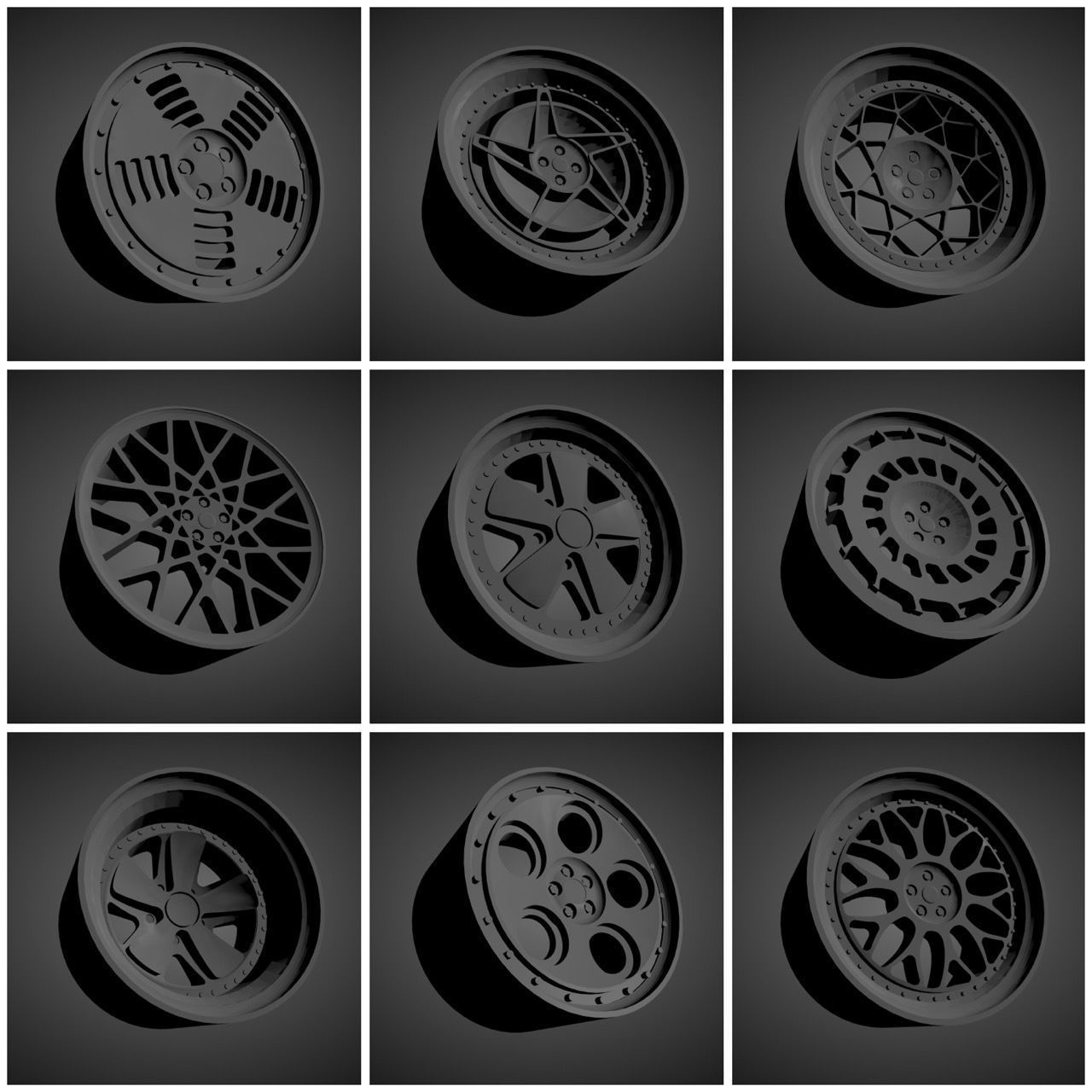 More than 350 Classic scalable and printable rims  3D Model Collection_8