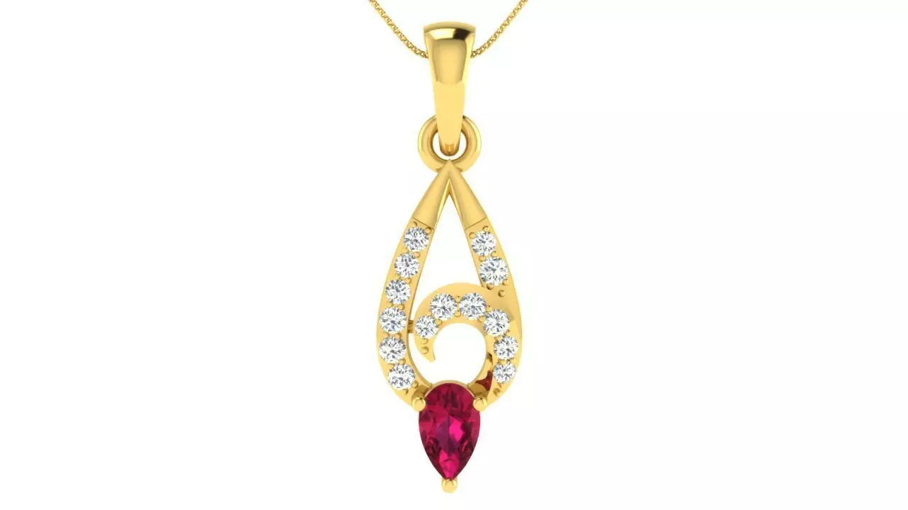 Women Pear Diamond Pendants 3dm STL ONJ FBX Render Details 3D print model_0