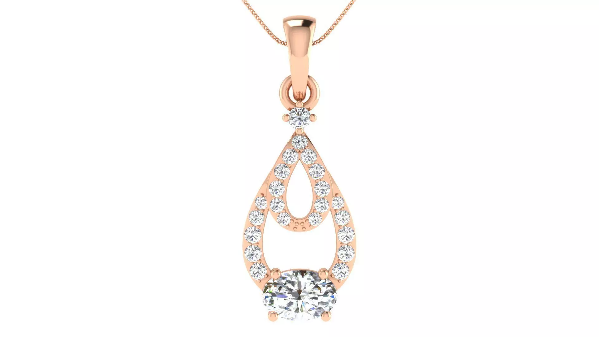 Women Oval Diamond Pendants 3dm STL ONJ FBX Render Details 3D print model_0