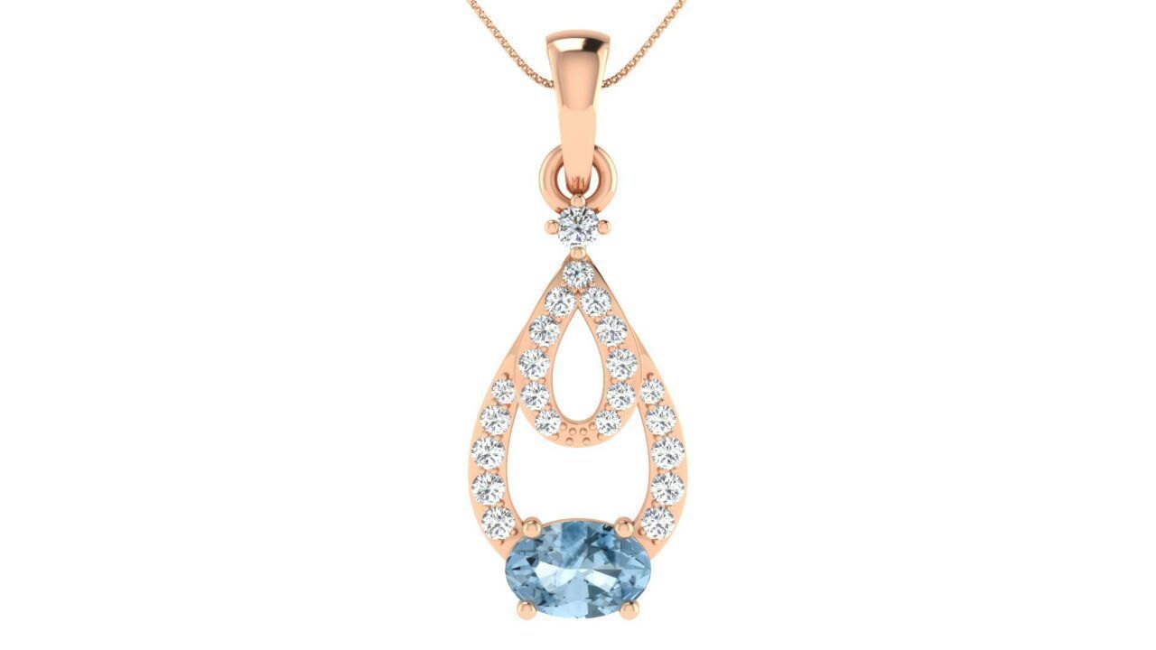 Women Oval Diamond Pendants 3dm STL ONJ FBX Render Details 3D print model_9