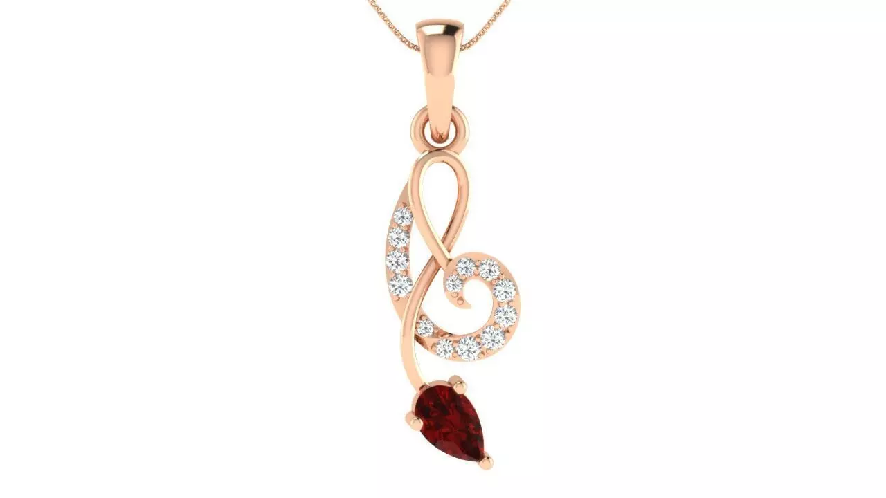 Women Pear Diamond Pendants 3dm STL ONJ FBX Render Details 3D print model_0