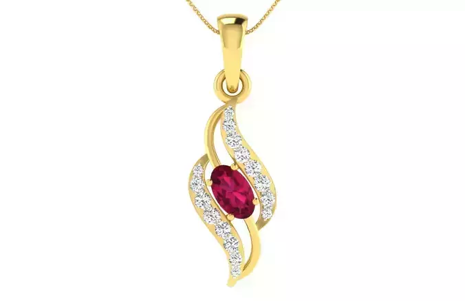 Women Oval Diamond Pendants 3dm STL ONJ FBX Render Details
