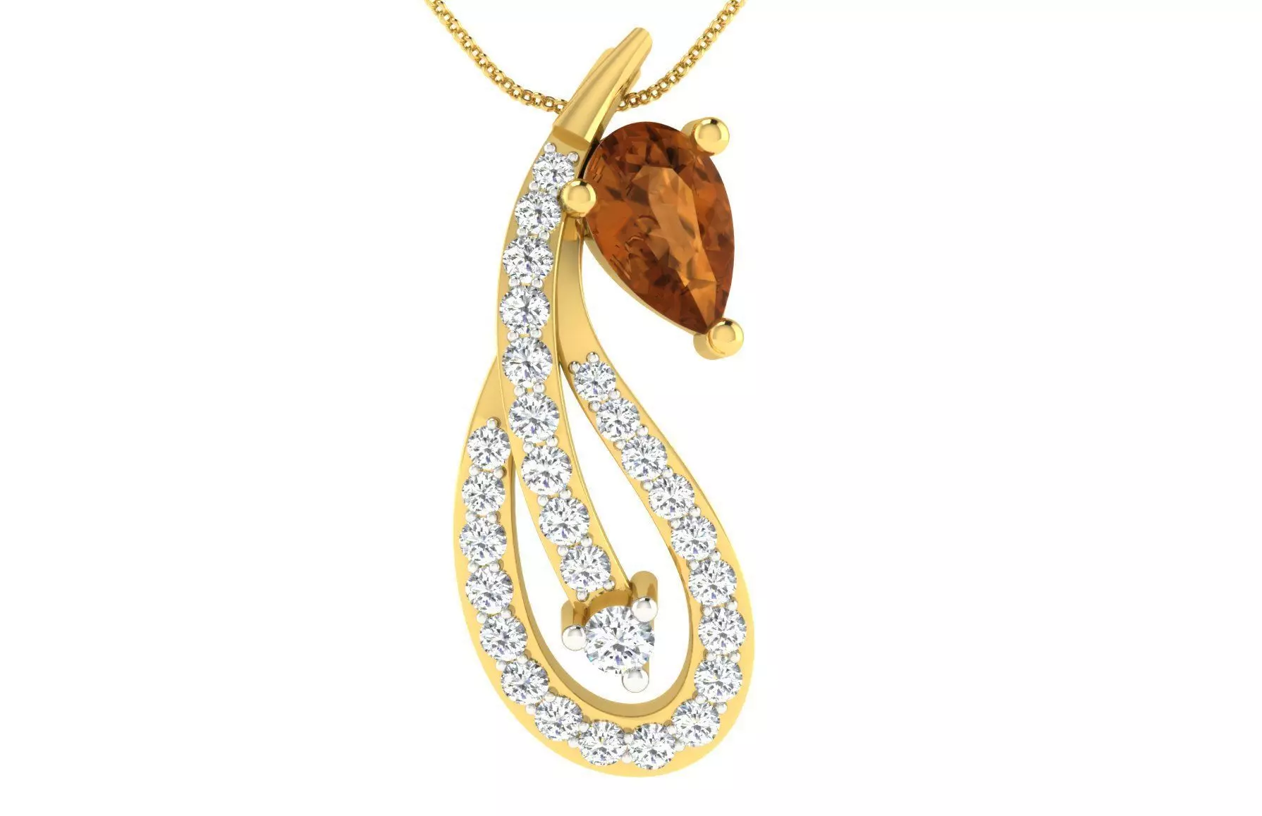 Women Pear Diamond Pendants 3dm STL ONJ FBX Render Details 3D print model_0