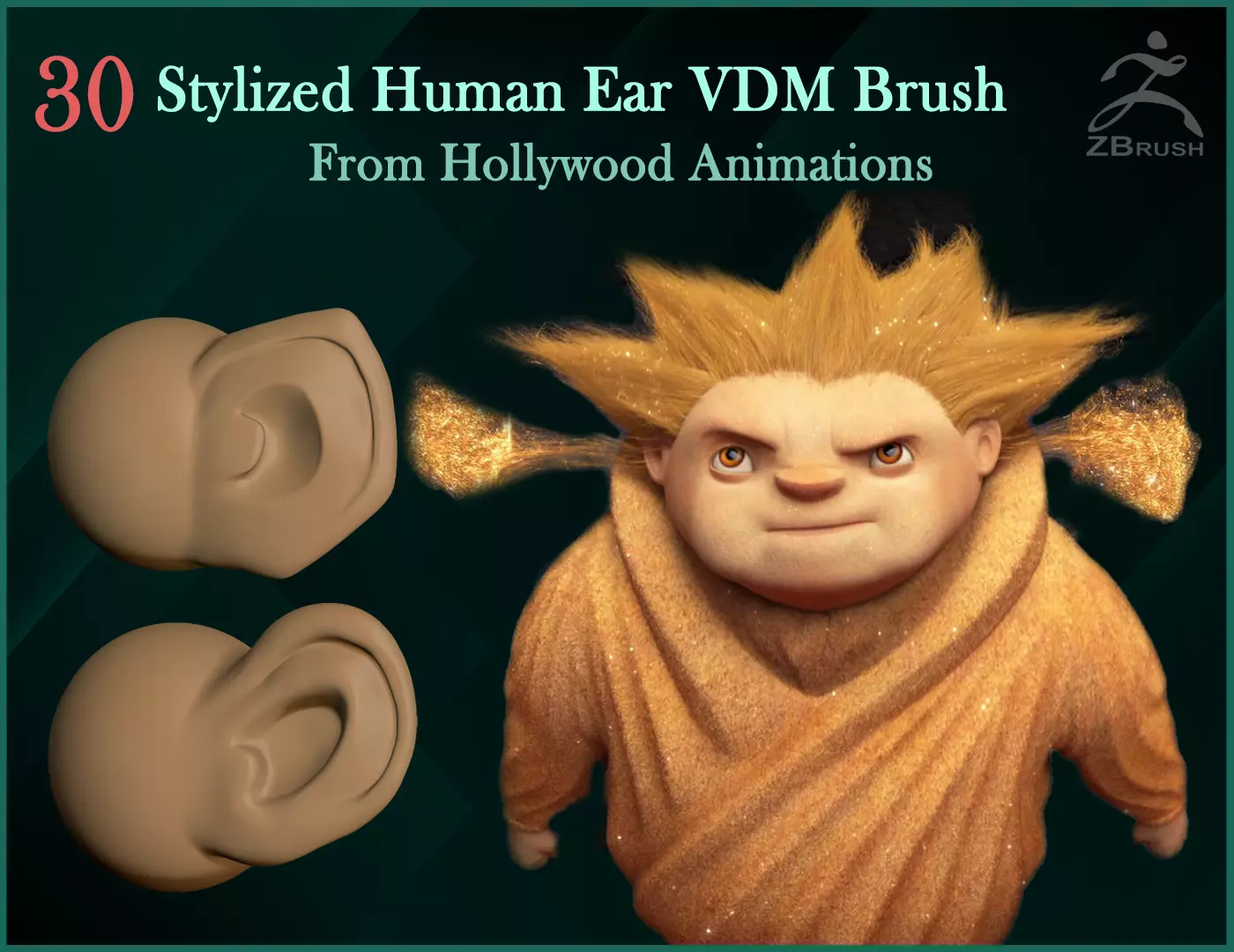 30 Human Ear VDM Brush - Realistic Stylized 3D model