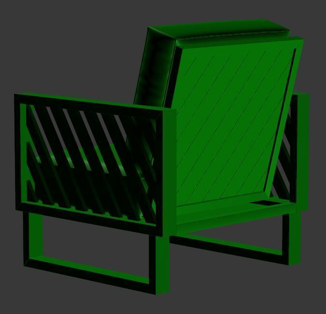 Armchair leather chair with wooden frame Low-poly 3D model_12