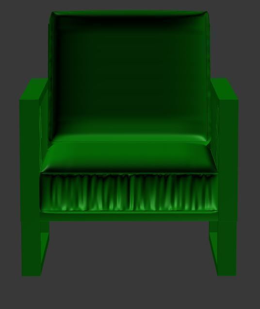 Armchair leather chair with wooden frame Low-poly 3D model_6
