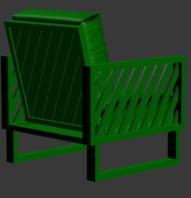 Armchair leather chair with wooden frame Low-poly 3D model_10