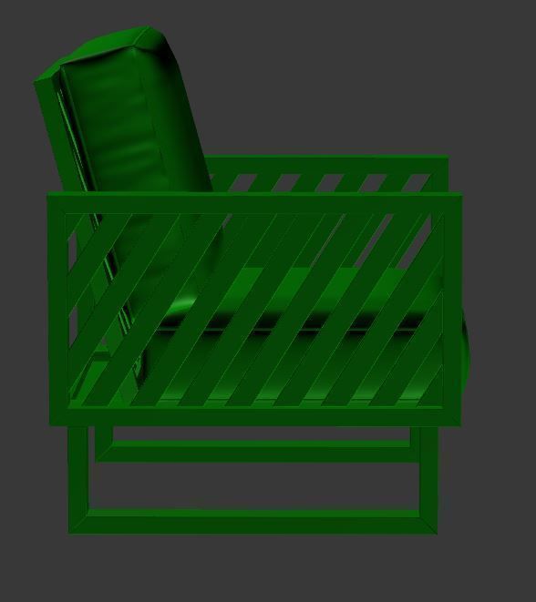 Armchair leather chair with wooden frame Low-poly 3D model_9