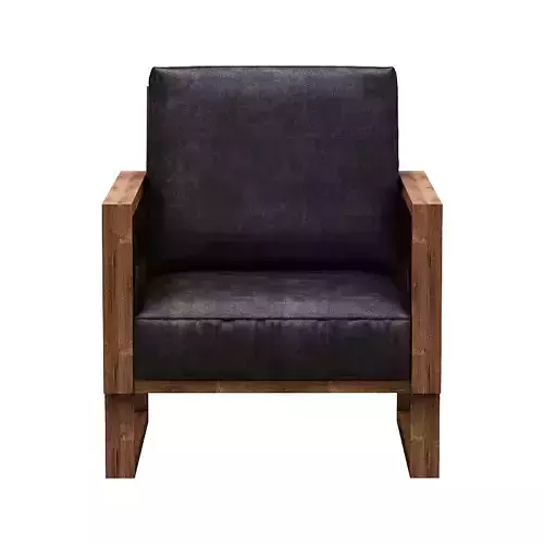 Armchair leather chair with wooden frame