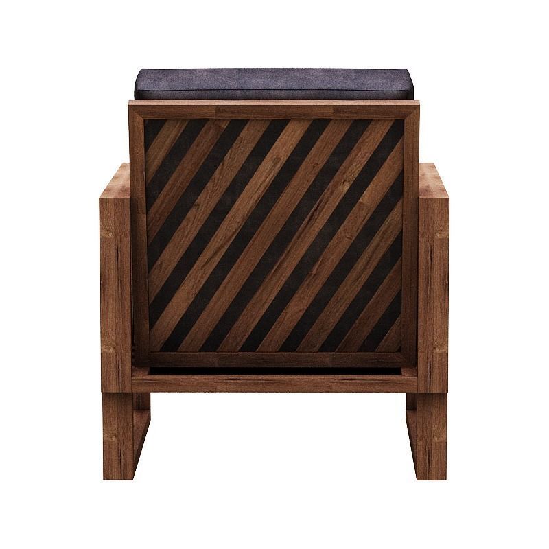 Armchair leather chair with wooden frame Low-poly 3D model_5