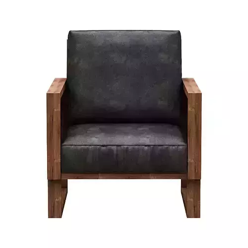 Armchair leather chair with wooden legs
