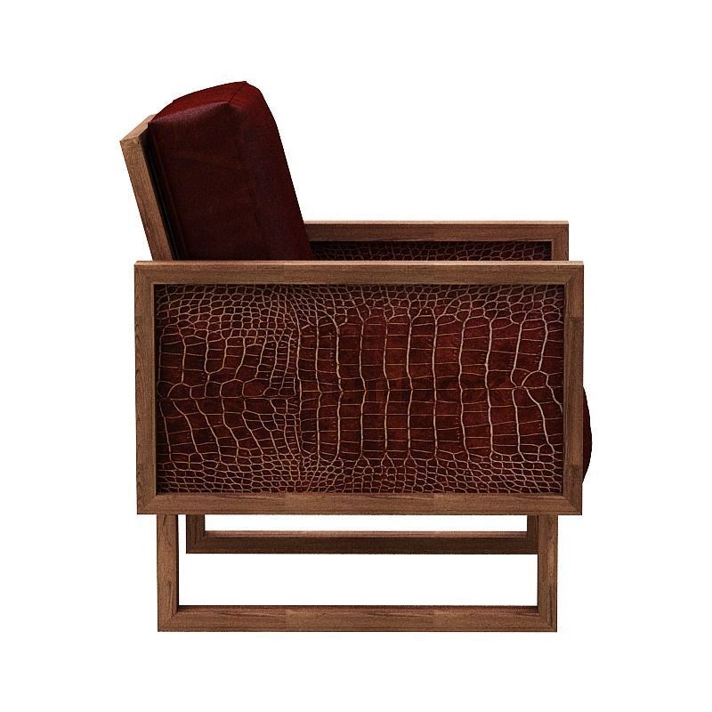 Armchair crocodile leather lounge chair Low-poly 3D model_3