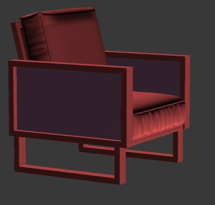 Armchair crocodile leather lounge chair Low-poly 3D model_8