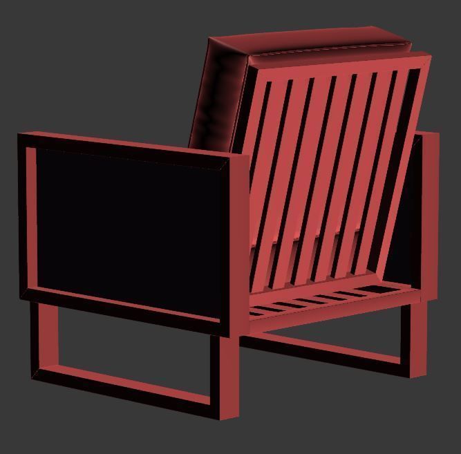 Armchair crocodile leather lounge chair Low-poly 3D model_12