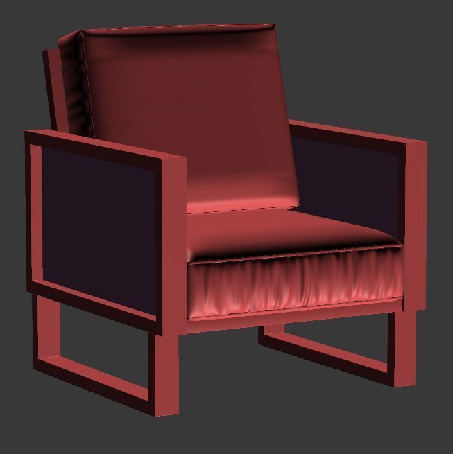 Armchair crocodile leather lounge chair Low-poly 3D model_7