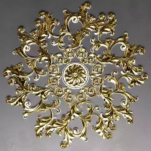 decor gold ornate ceiling medallion 3D model