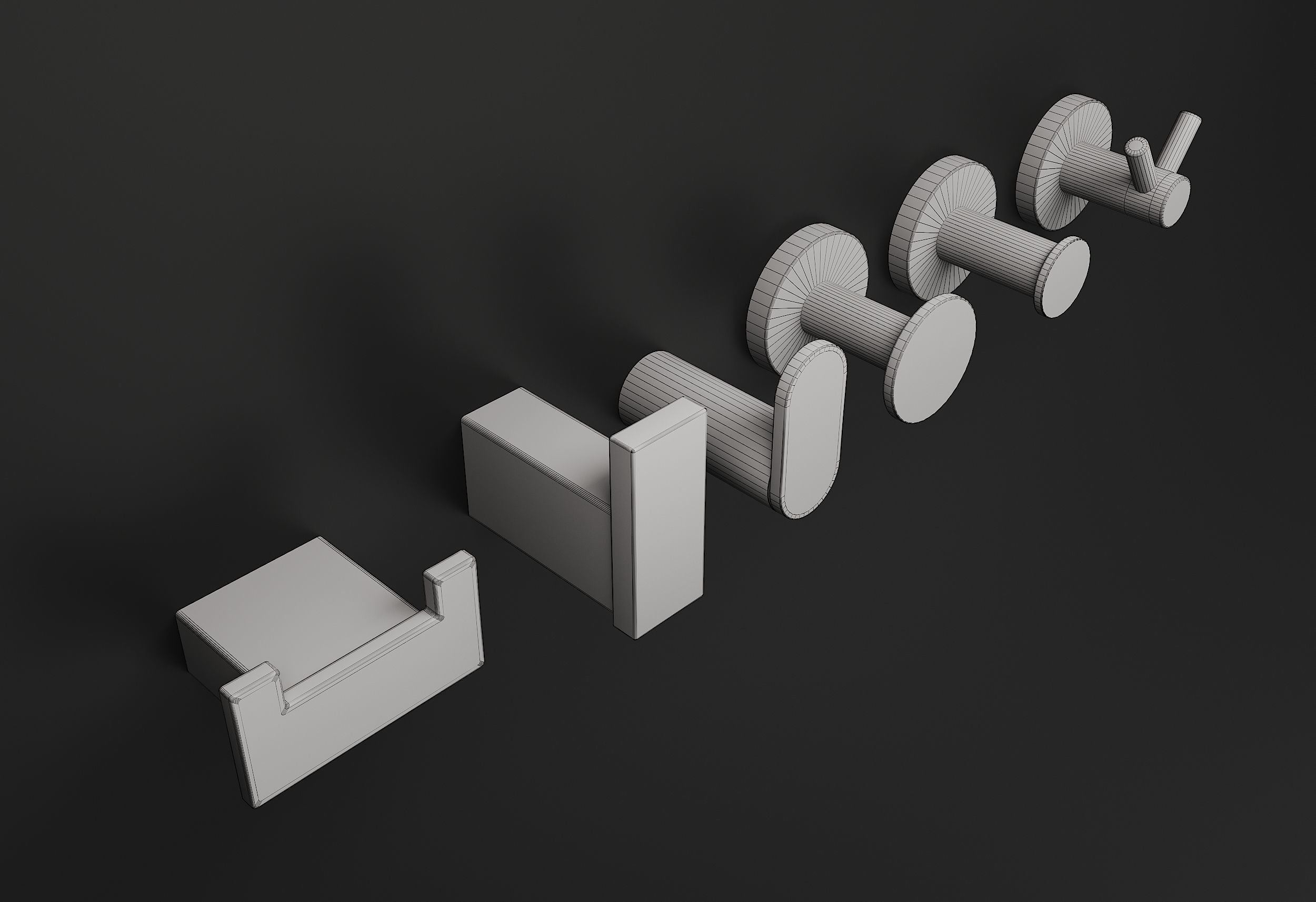modern coat hooks 3D model_3