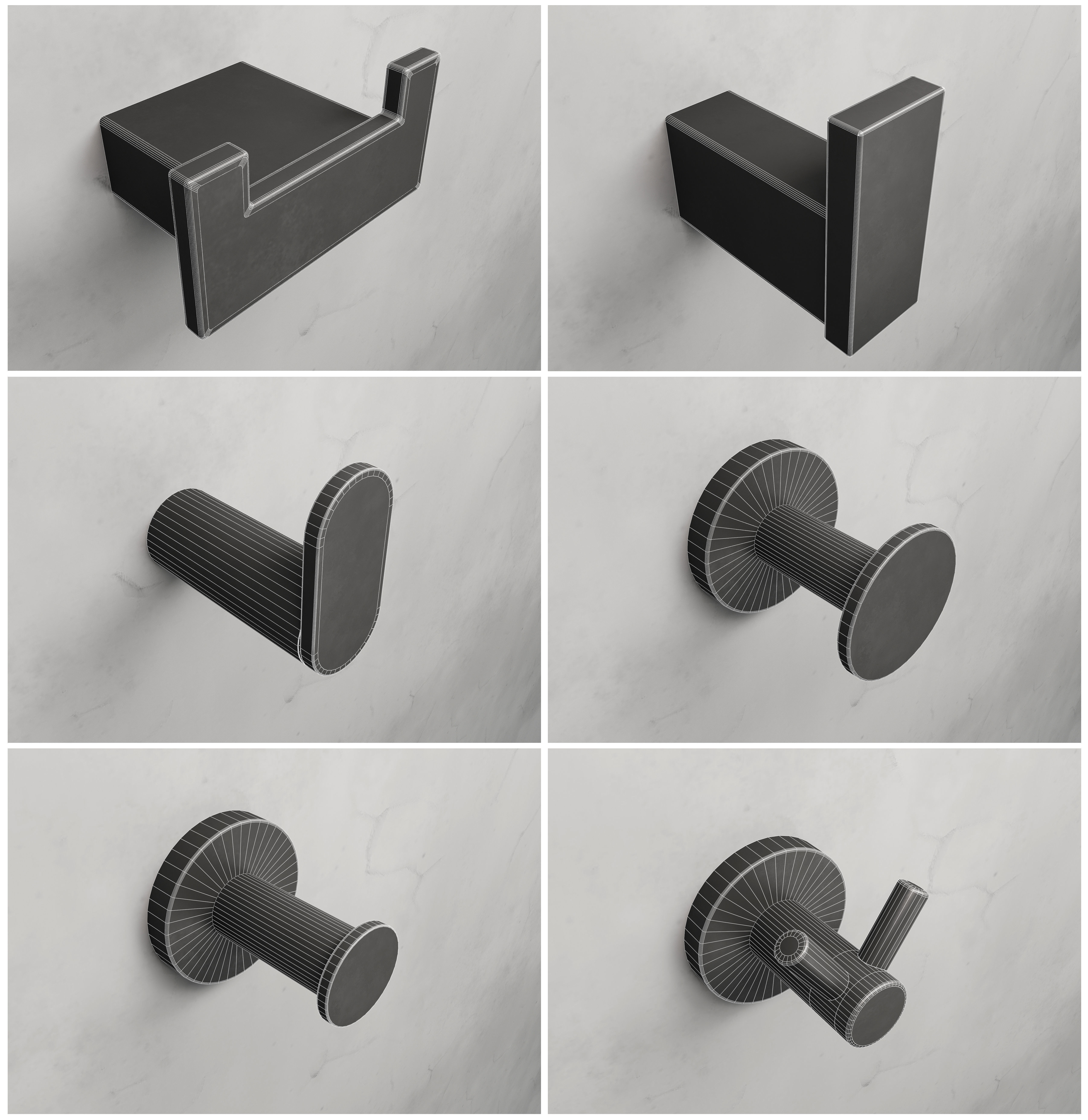 modern coat hooks 3D model_2