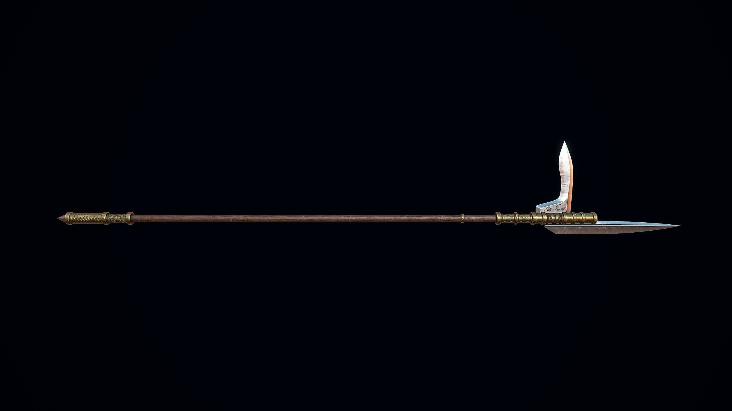 Dagger-axe spear Low-poly 3D model_3