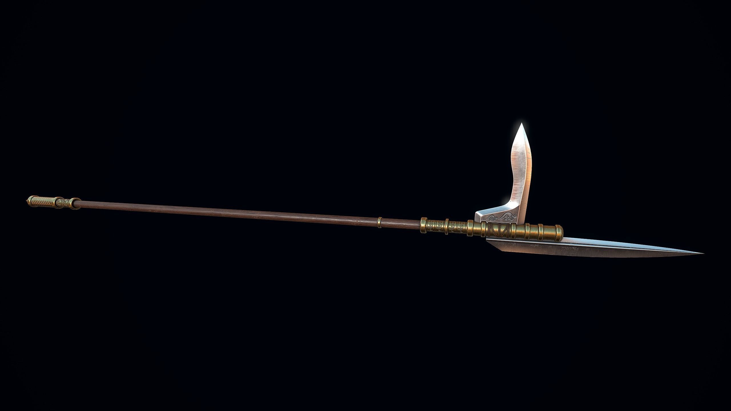 Dagger-axe spear Low-poly 3D model_7