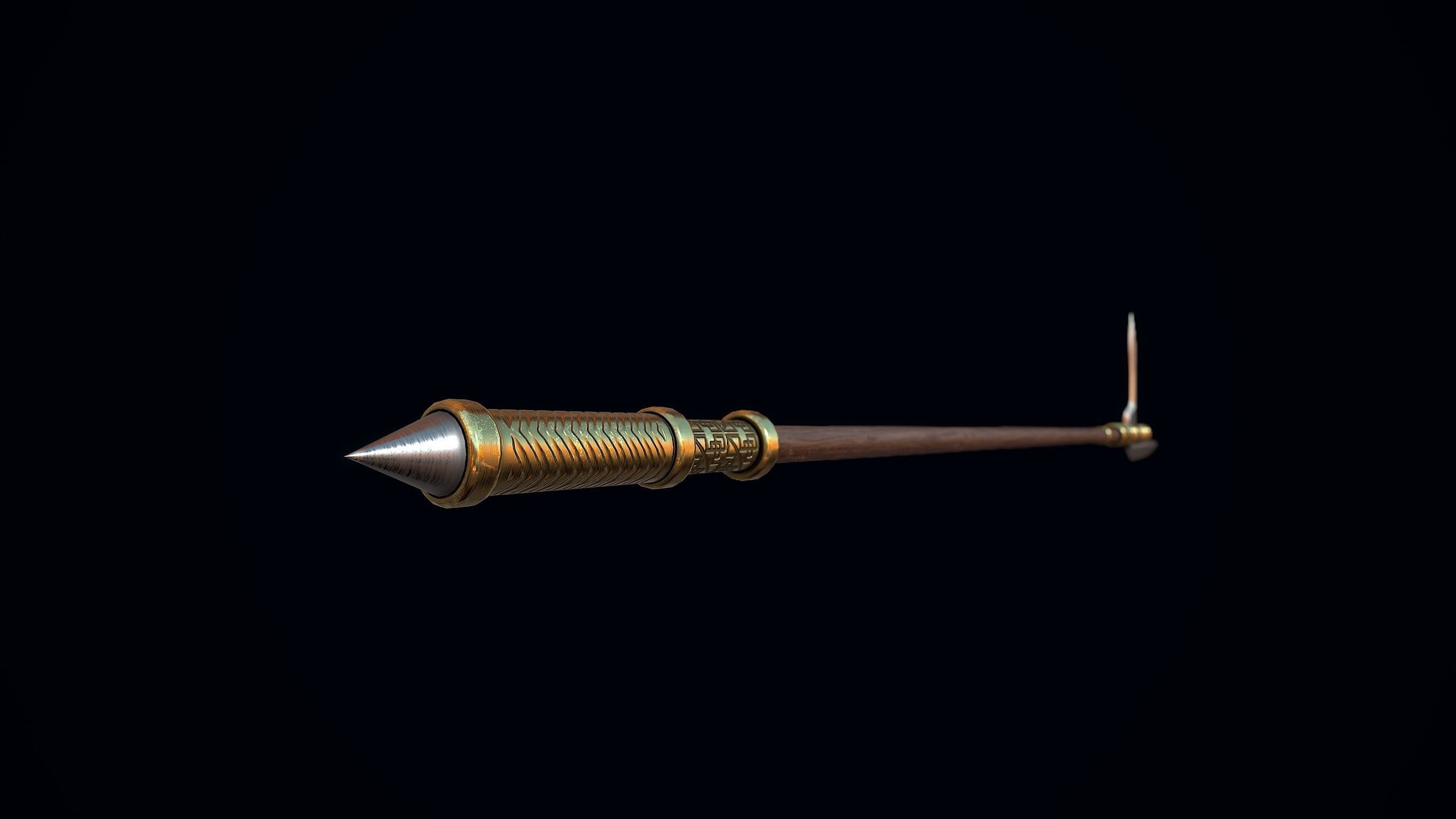 Dagger-axe spear Low-poly 3D model_6