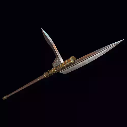 Dagger-axe spear Low-poly 3D model