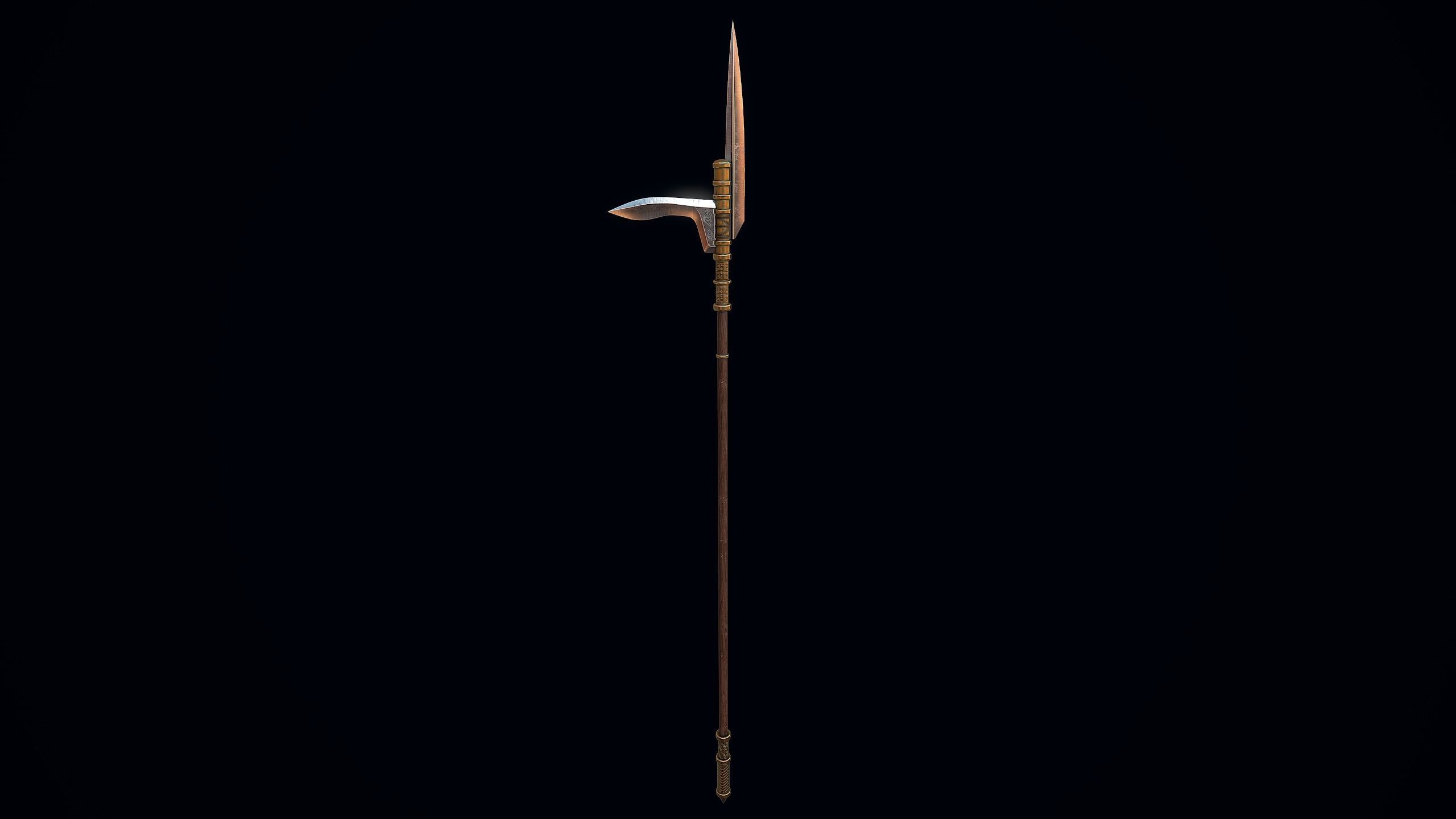 Dagger-axe spear Low-poly 3D model_10