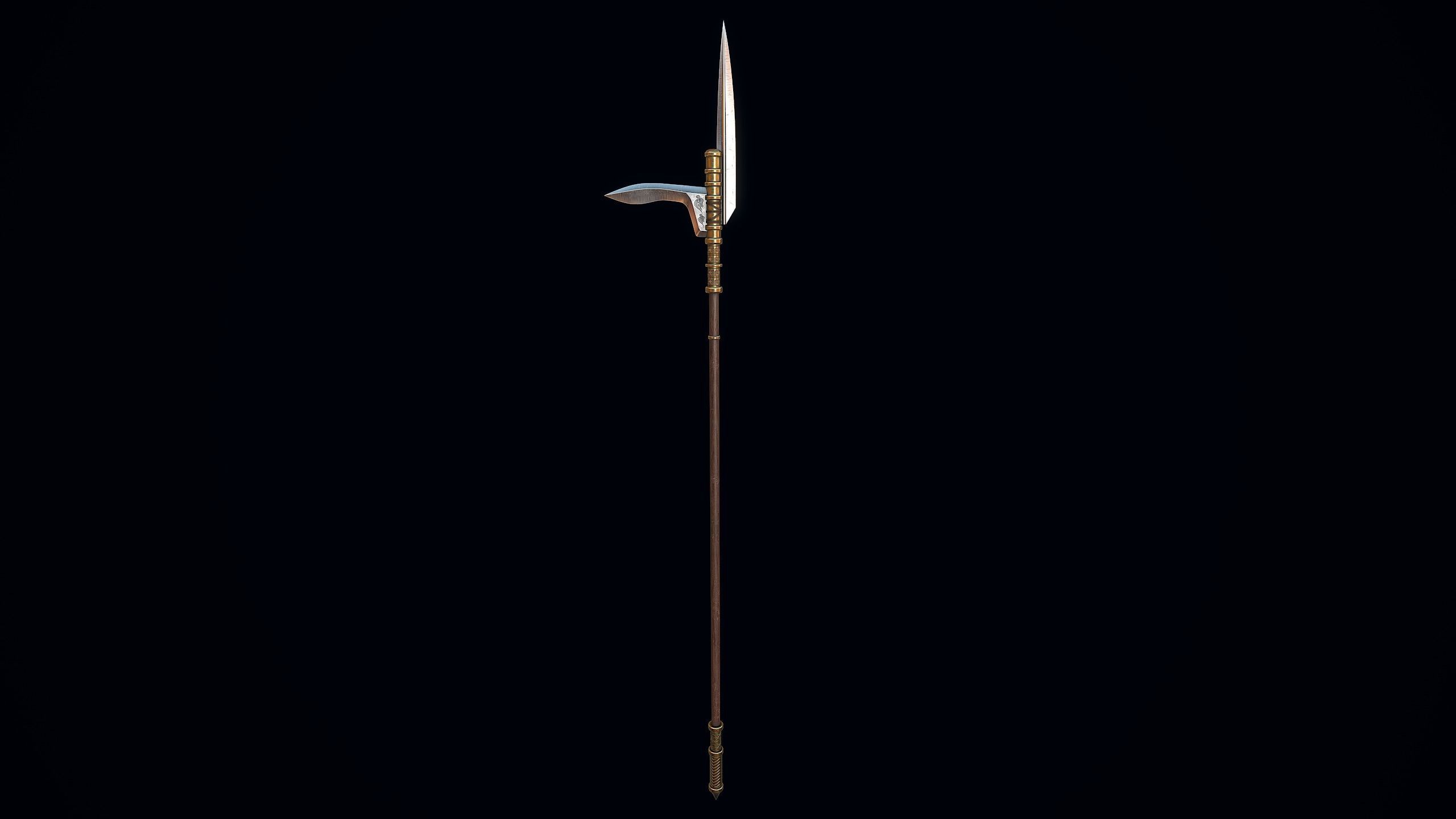 Dagger-axe spear Low-poly 3D model_8
