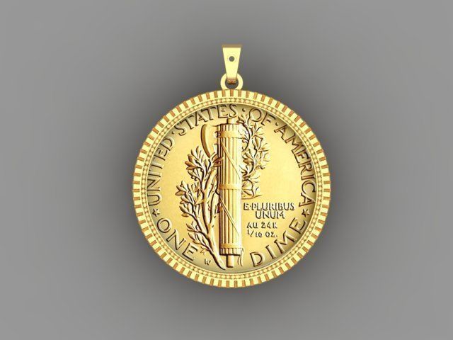 Coin Frame for Dime 3D print model_11