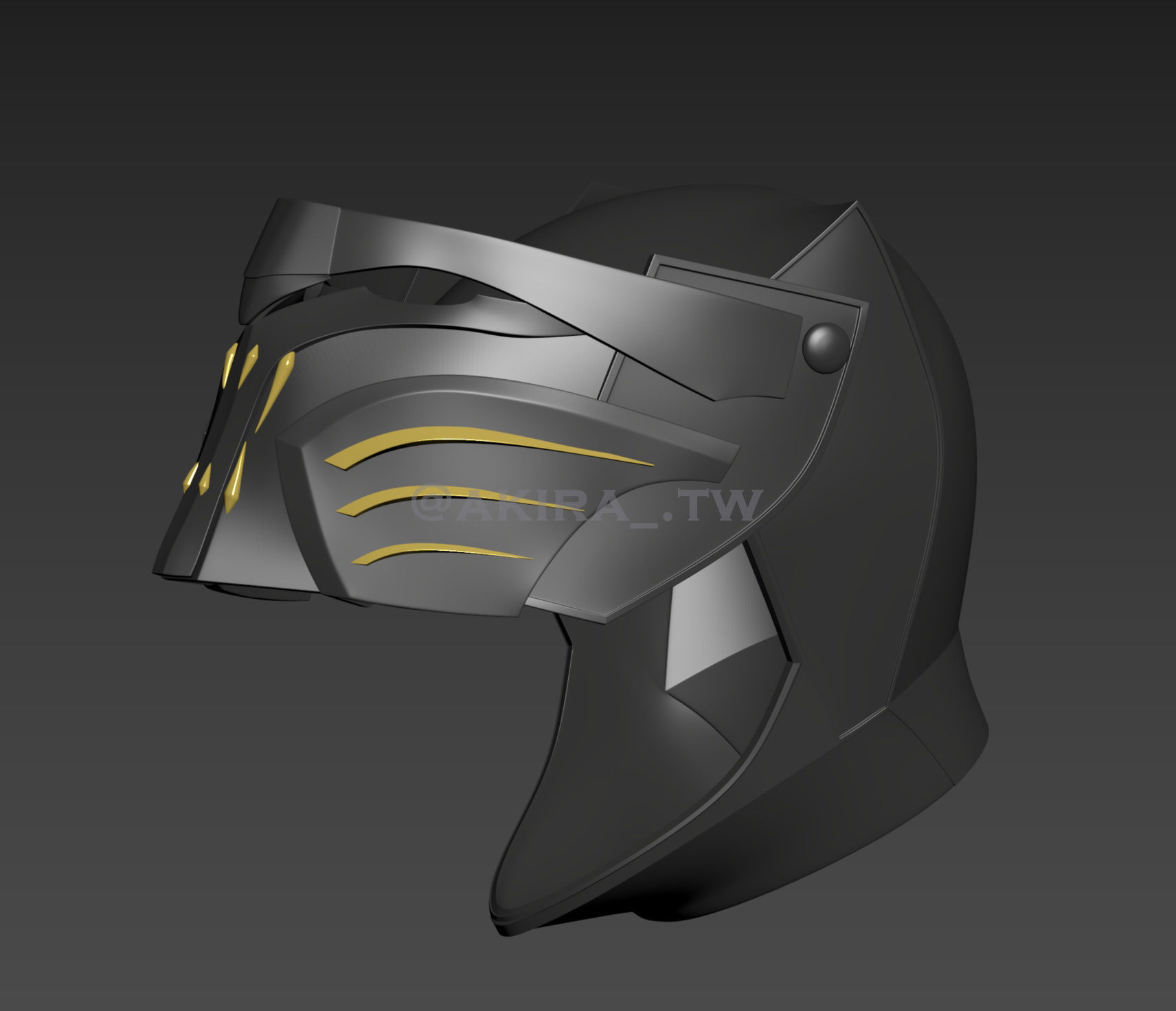 Black Panther medieval helmet The Wakandan Knight Avengers 3D print model_3