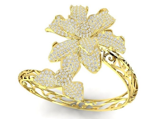 new design asian diamond flower women bangle 3492 3D print model