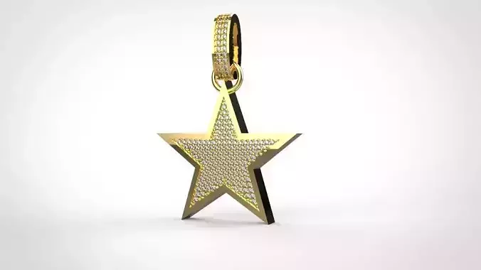 Star pendant with gem stone 3d model
