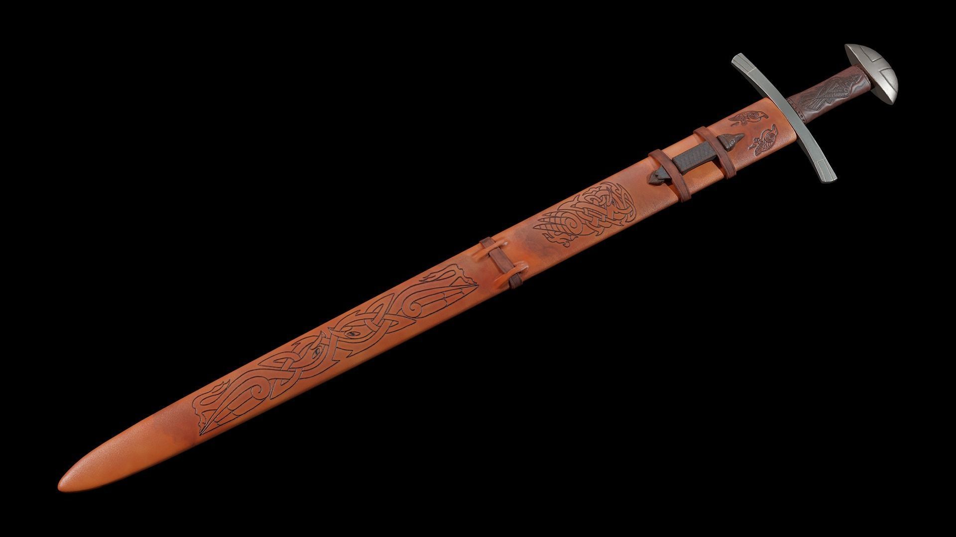 Viking sword game ready model Low-poly 3D model_1