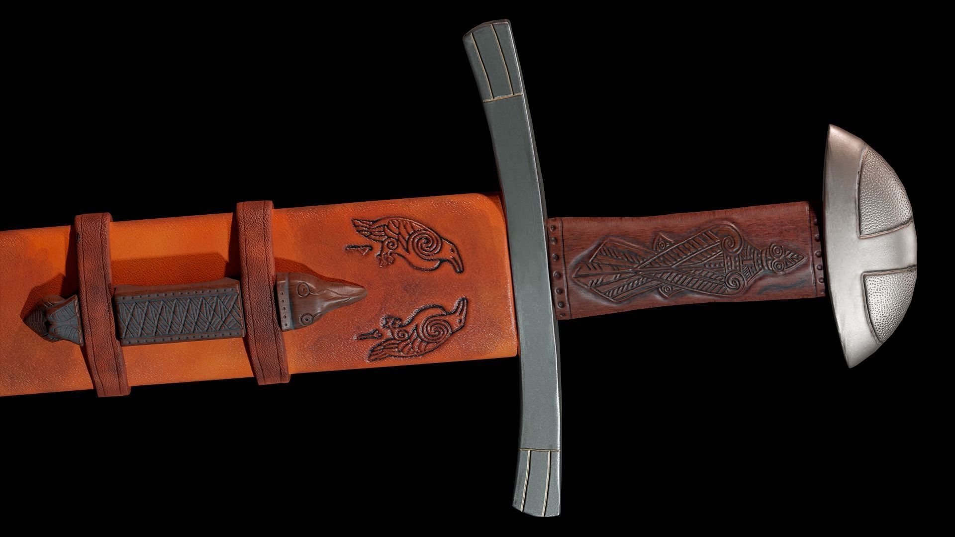 Viking sword game ready model Low-poly 3D model_3