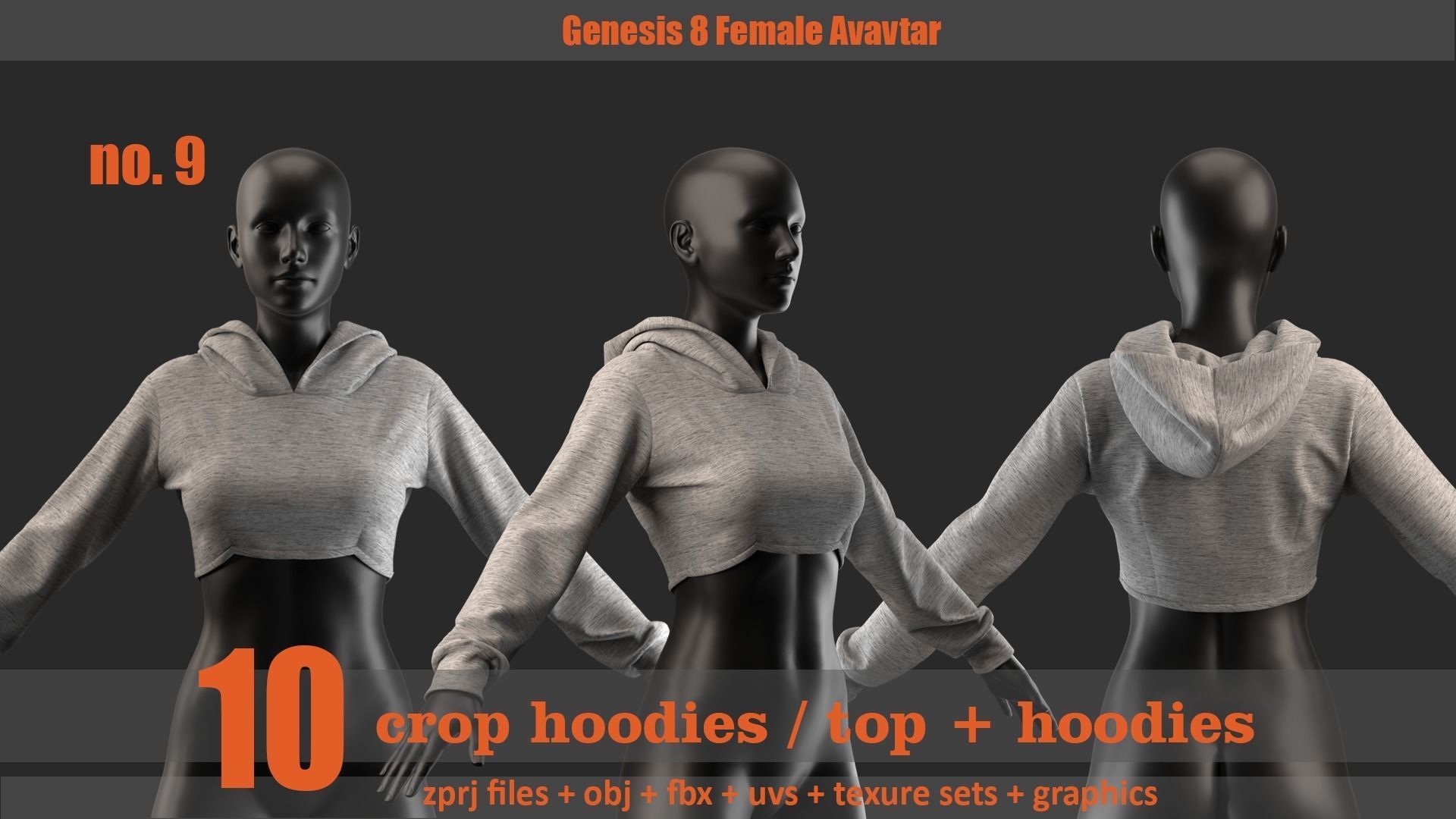10 crop hoodie and crop hoodie plus top 3D model_9