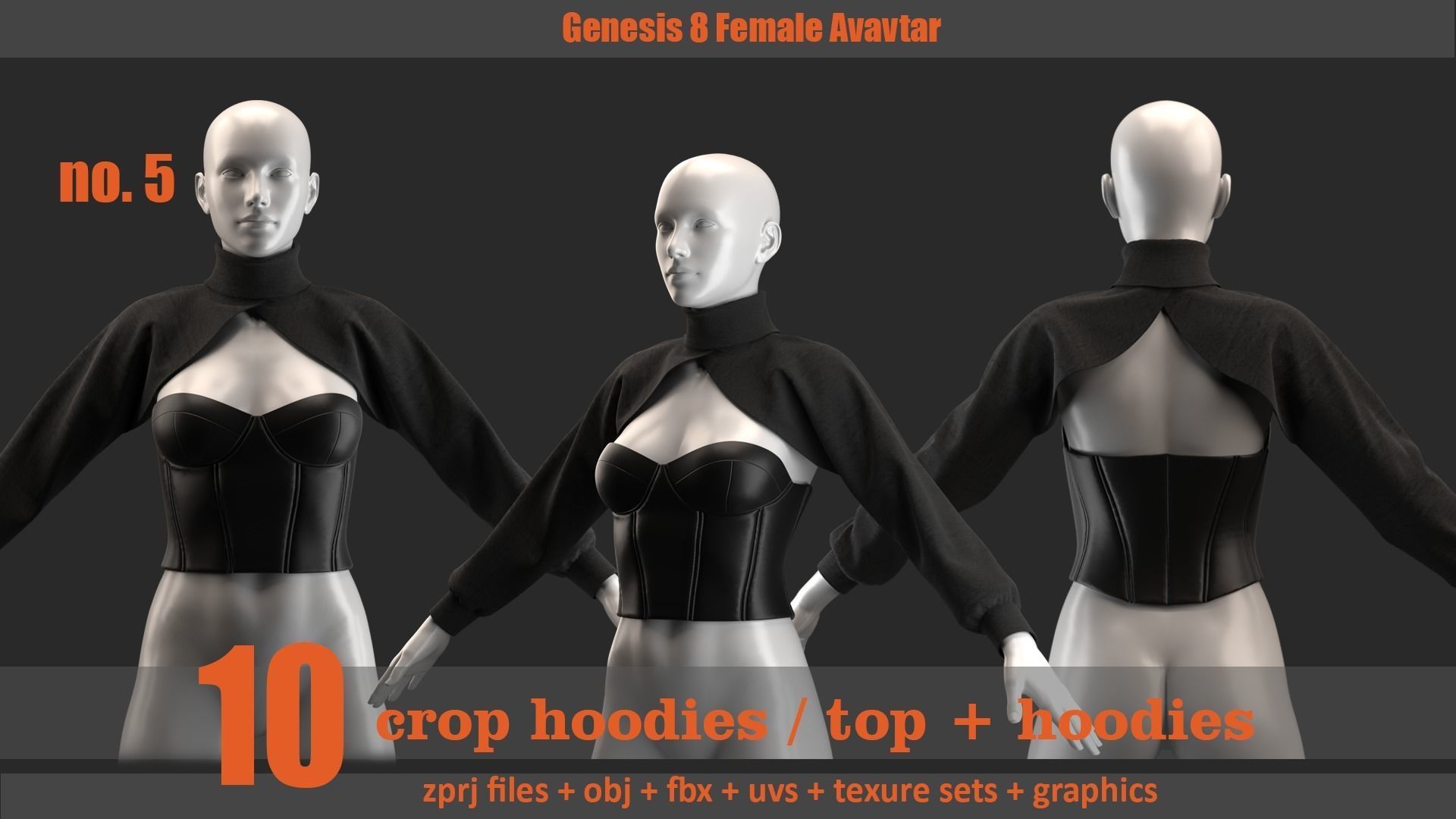 10 crop hoodie and crop hoodie plus top 3D model_5