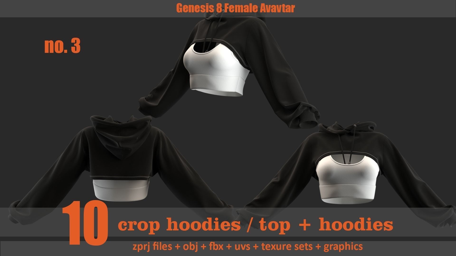 10 crop hoodie and crop hoodie plus top 3D model_3