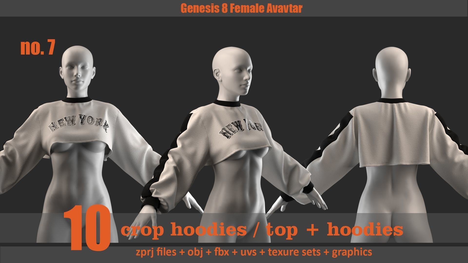 10 crop hoodie and crop hoodie plus top 3D model_7