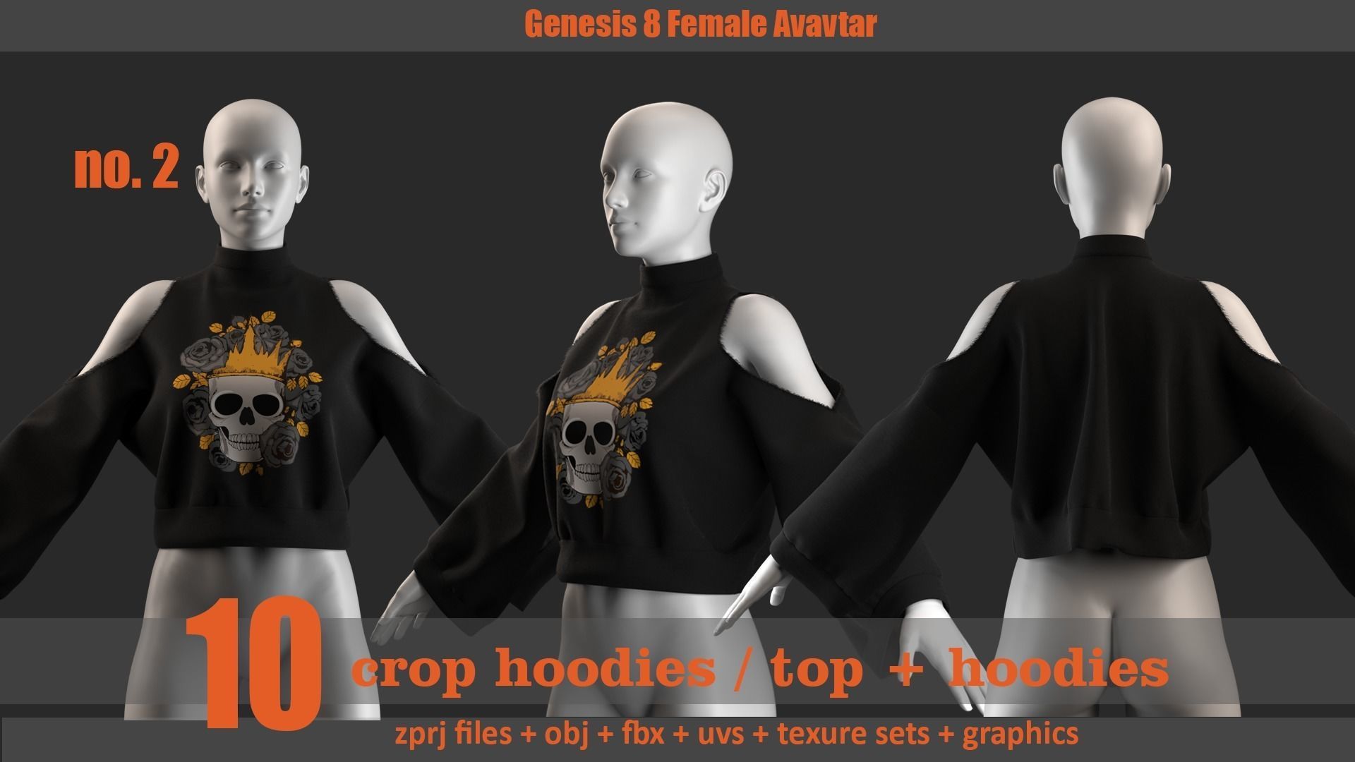 10 crop hoodie and crop hoodie plus top 3D model_2