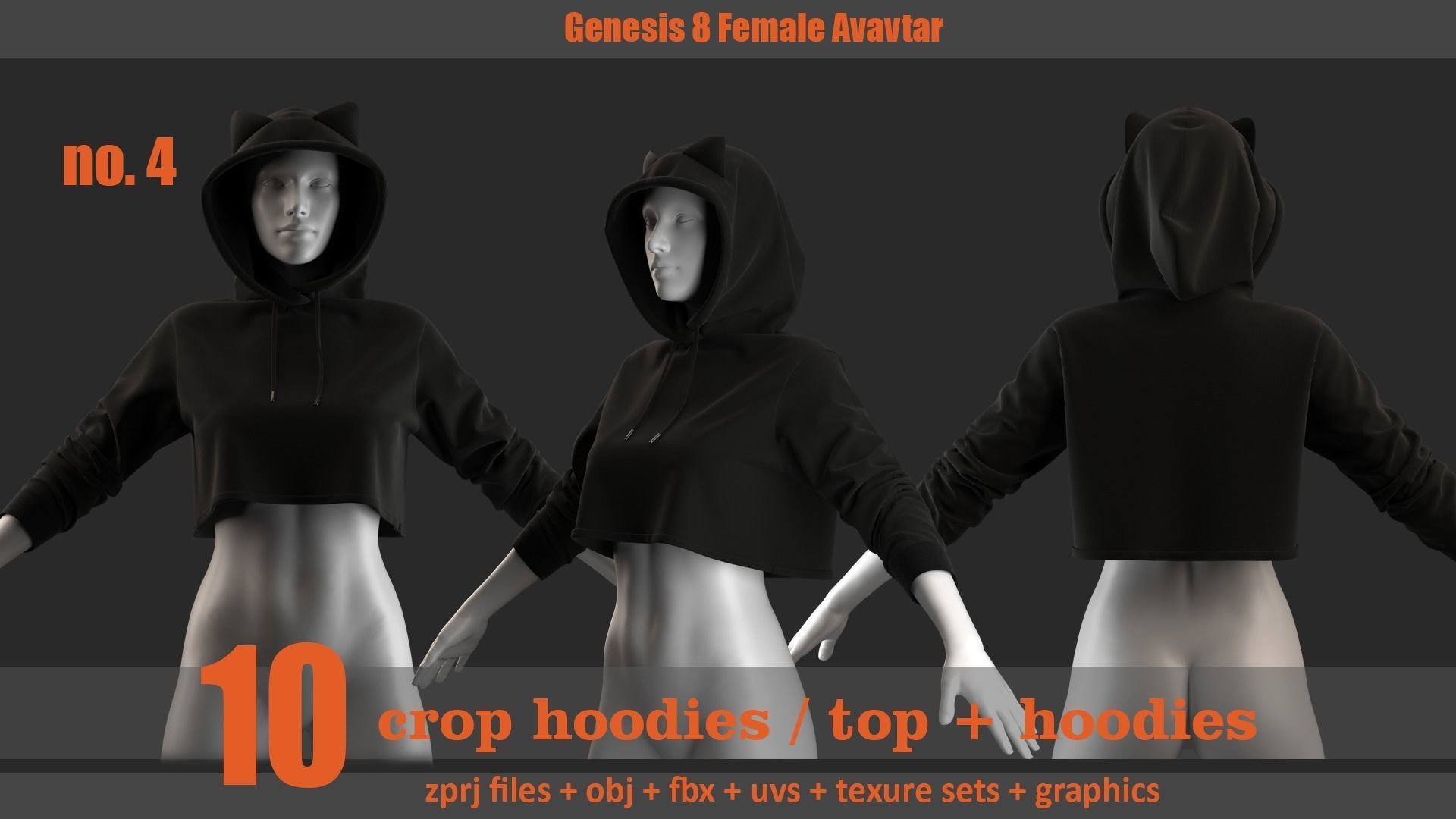10 crop hoodie and crop hoodie plus top 3D model_4